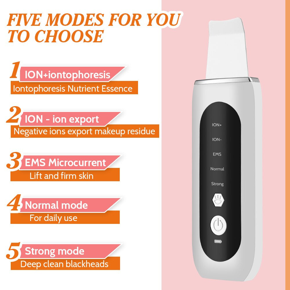 Ultrasonic Face Skin Scrubber EMS Device