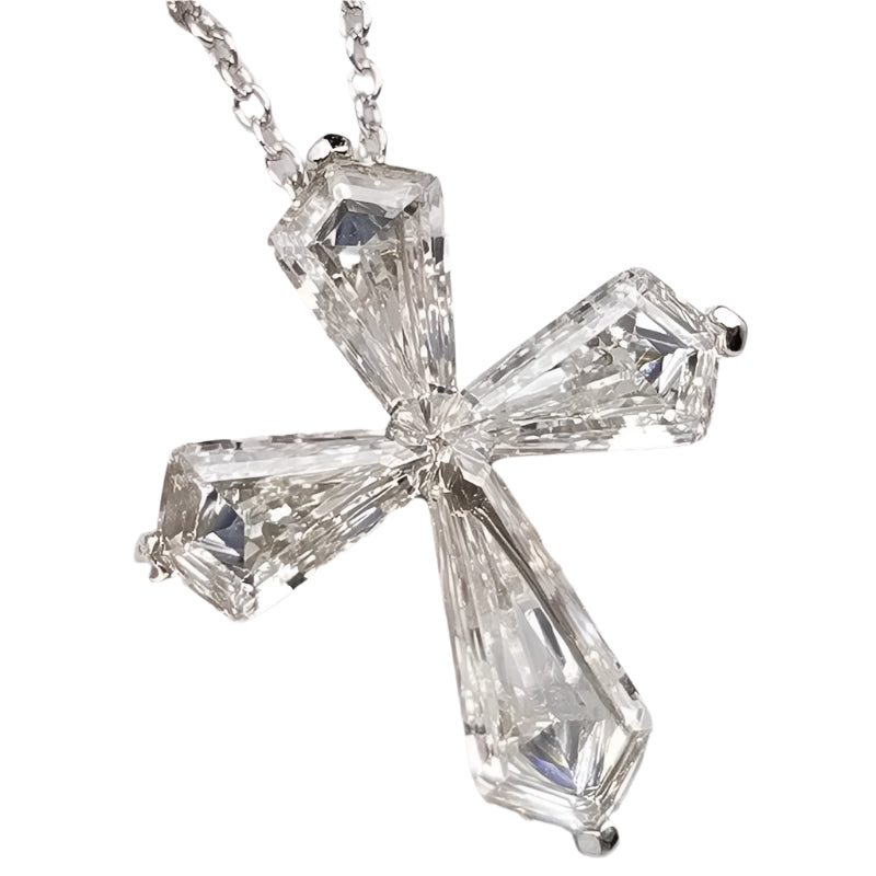 Huitan Crystal Cross Necklace for Women