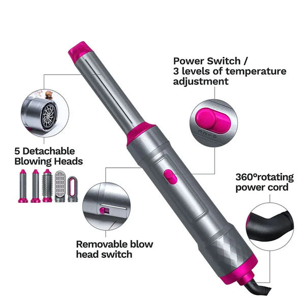 5‑in‑1 Hair Dryer Styler Brush