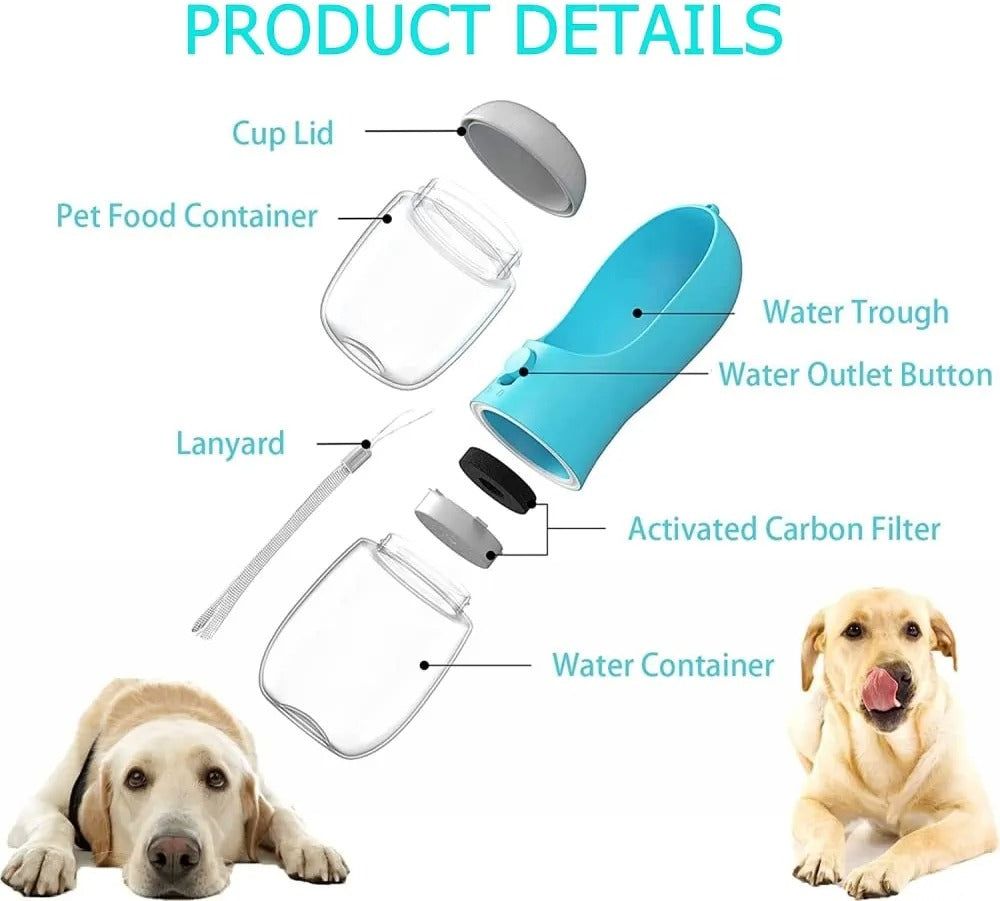 Portable Water Bottle For Dogs with Food Container